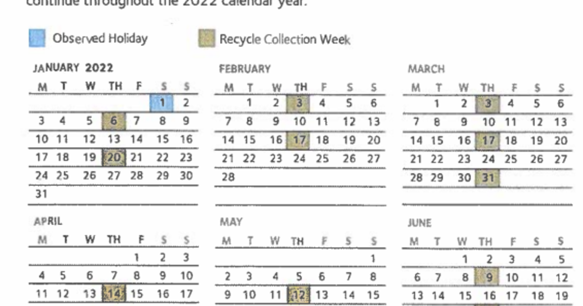 2022 Waste Management Schedule Borough of McKees Rocks Borough of