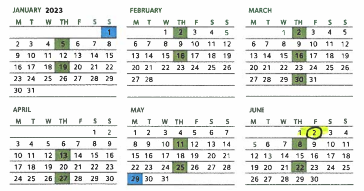 2023 Waste Management Garbage/Recycling Calendar Borough of McKees Rocks