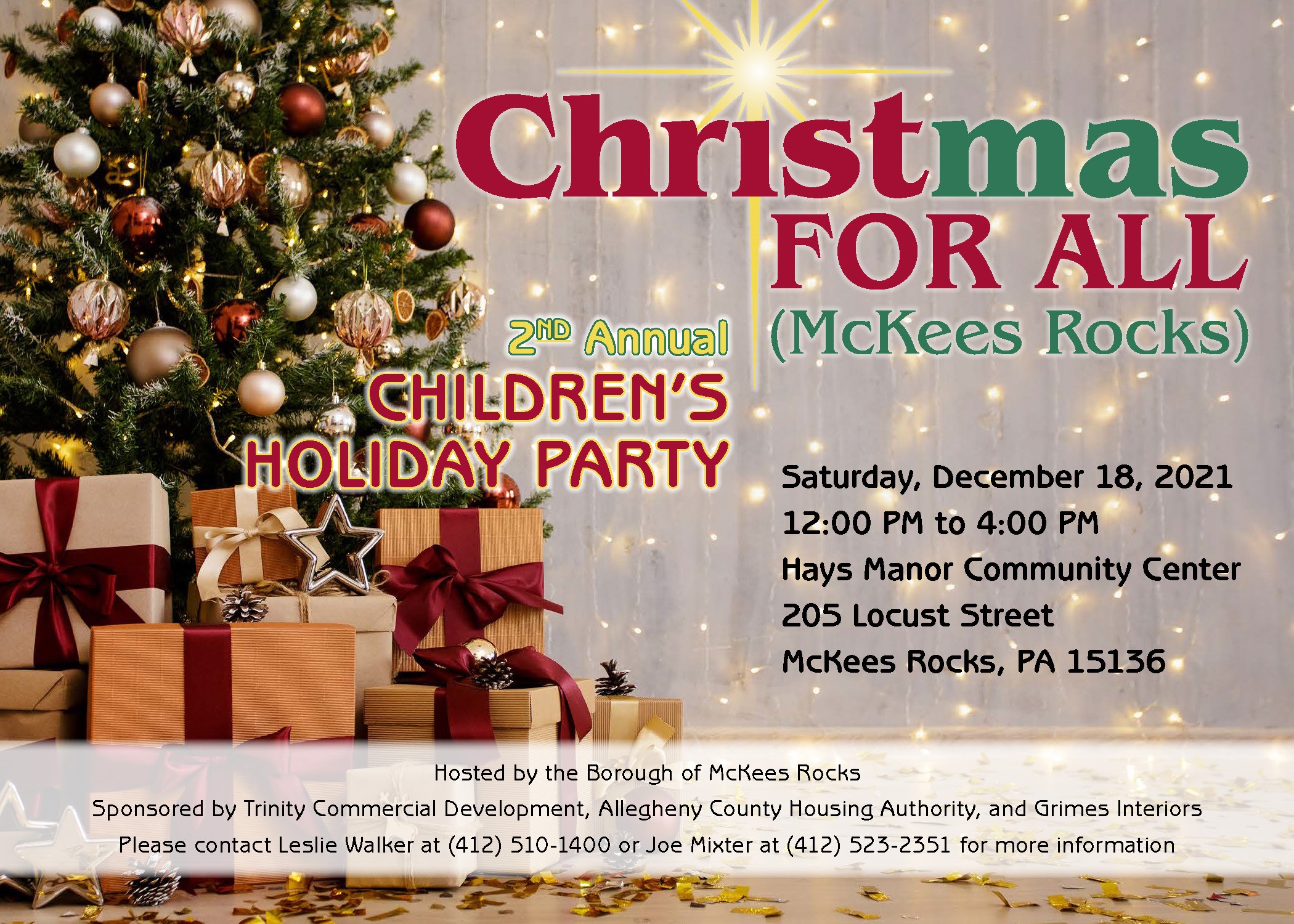 Invite To 2021 Chistmas For All Childrens Holiday Party   Borough Of Mckees Rocks   December 18 2021